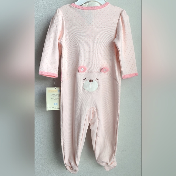 NWT Vitamins Baby- Girl's Pink Snap- Up Sleep & Play, Sz 9M with Matching Bear - Picture 5 of 6